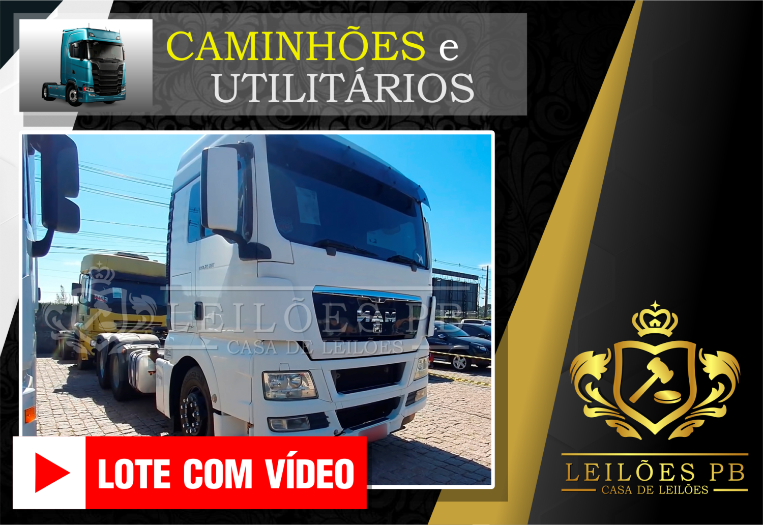 <center><big><b>LEILÃO de CAMINHÕES, UTILITÁRIOS e CAMINHONETES</b></center> <center></big>Recuperados de Financiamento<br>  </center>