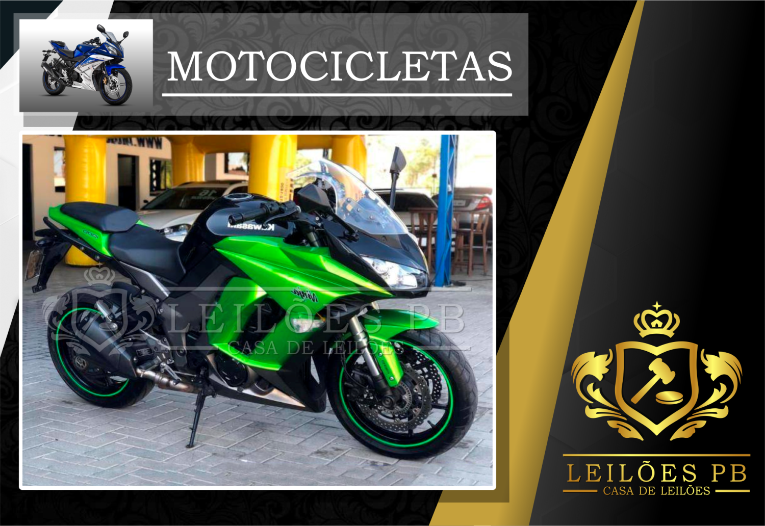 <center><big><b>LEILÃO de MOTOCICLETAS</b></center> <center></big>Recuperados de Financiamento<br> </center>